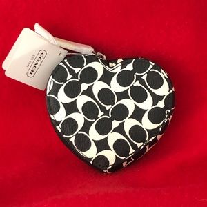 New! Coach Zippered Black & White Coin Purse